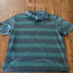Under Armour Men's Striped Polo Shirt - Gray and Green